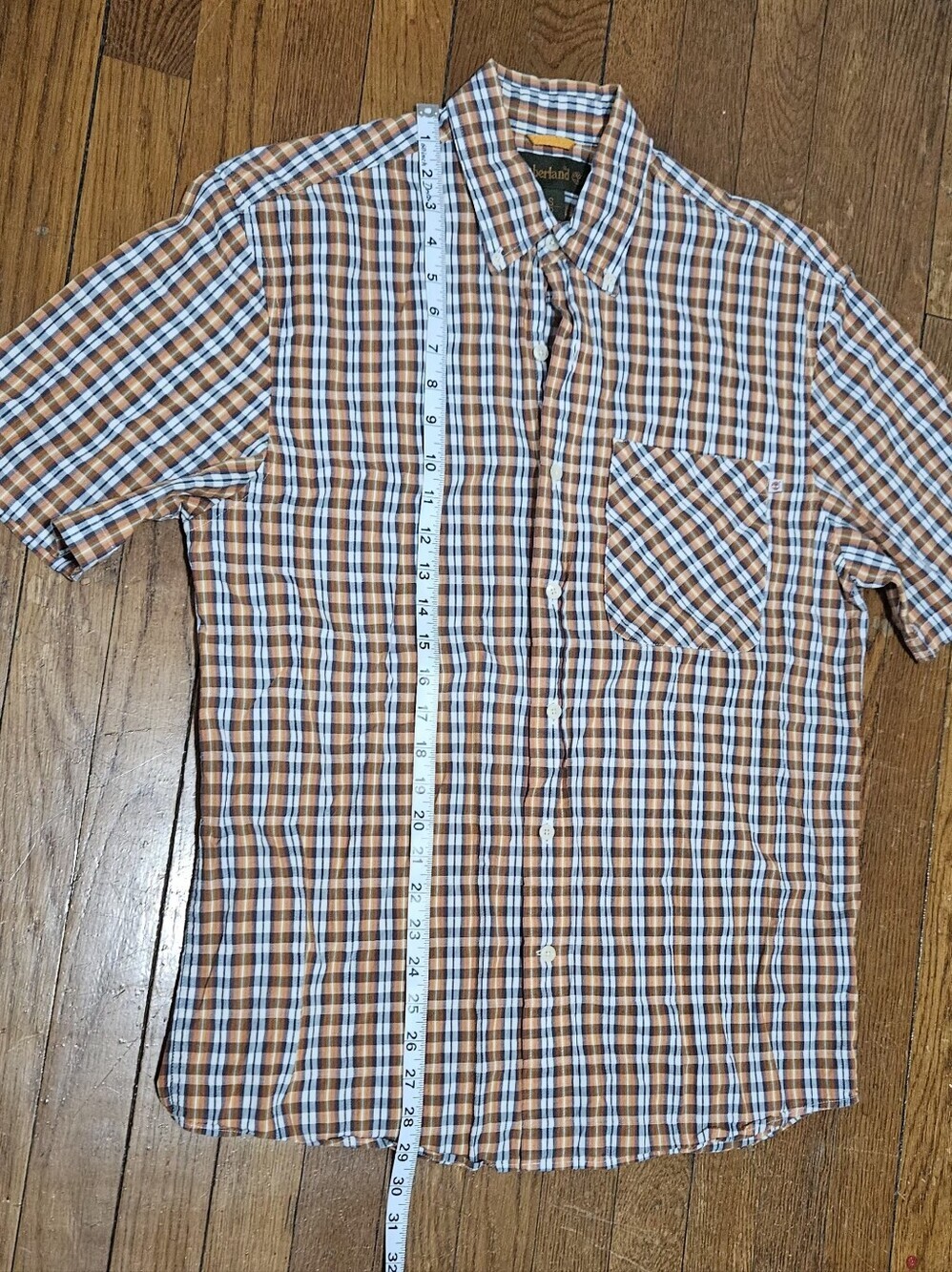 Timberland Men's  Short Sleeve Plaid Button Down Shirt 100% Cotton/size S - Picture 11 of 13